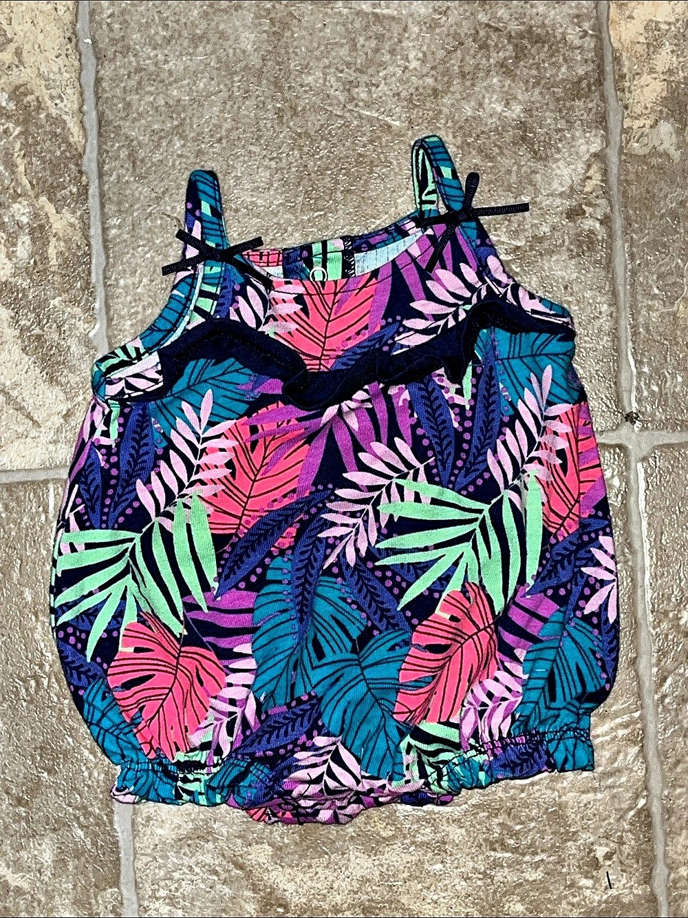 Cat & Jack Baby Floral Romper Pink Blue NB/